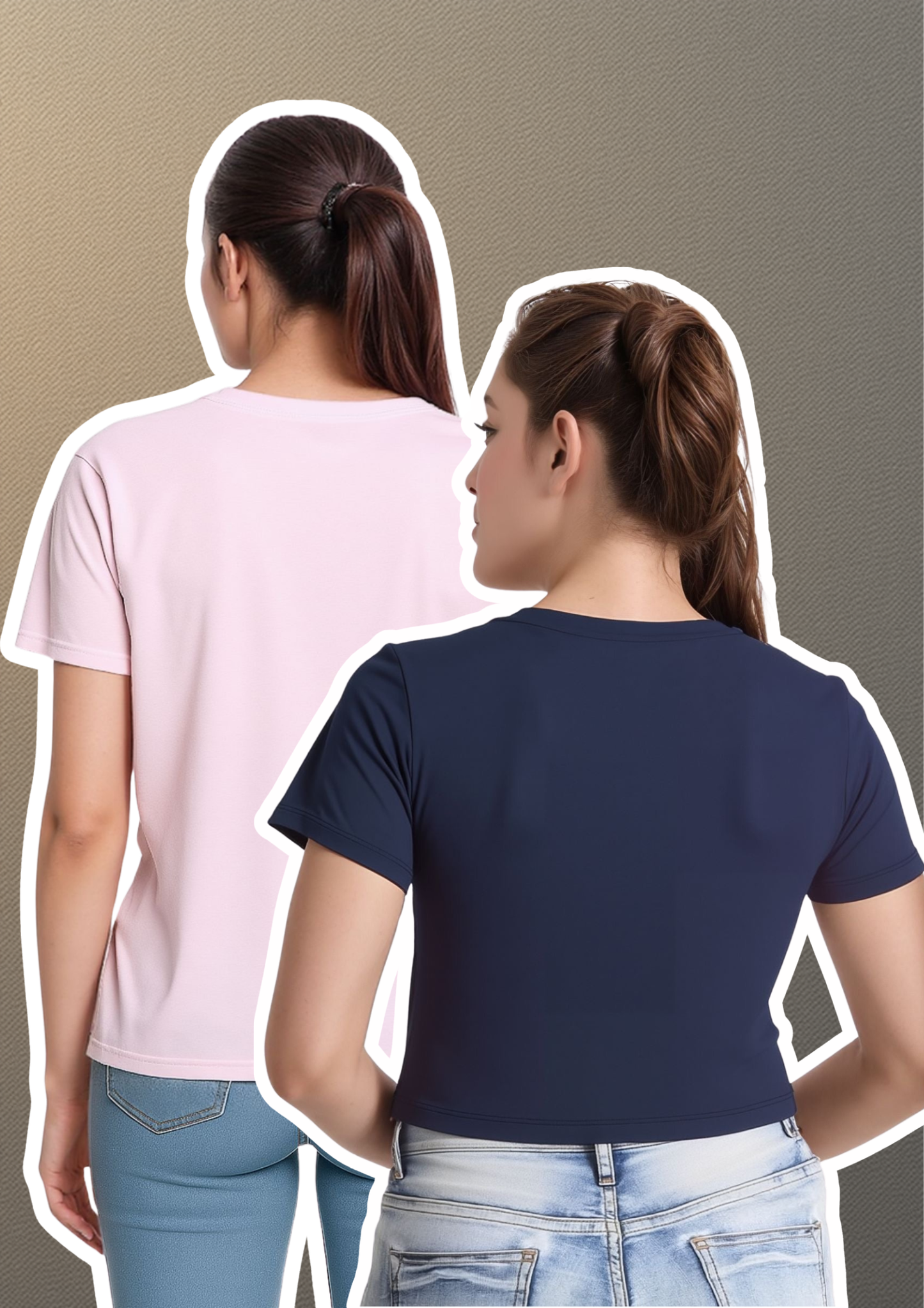 Blush Pink Tee & Navy Crop Top Combo