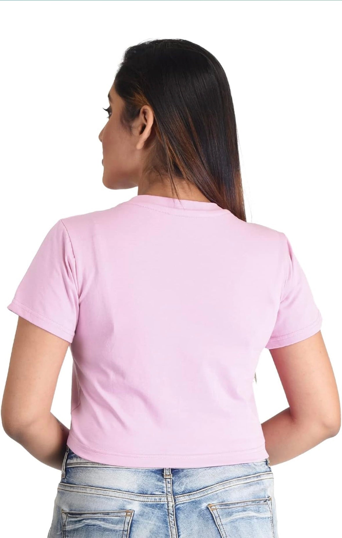 Minimal Text Crop Top – Calm & Confident in Pink