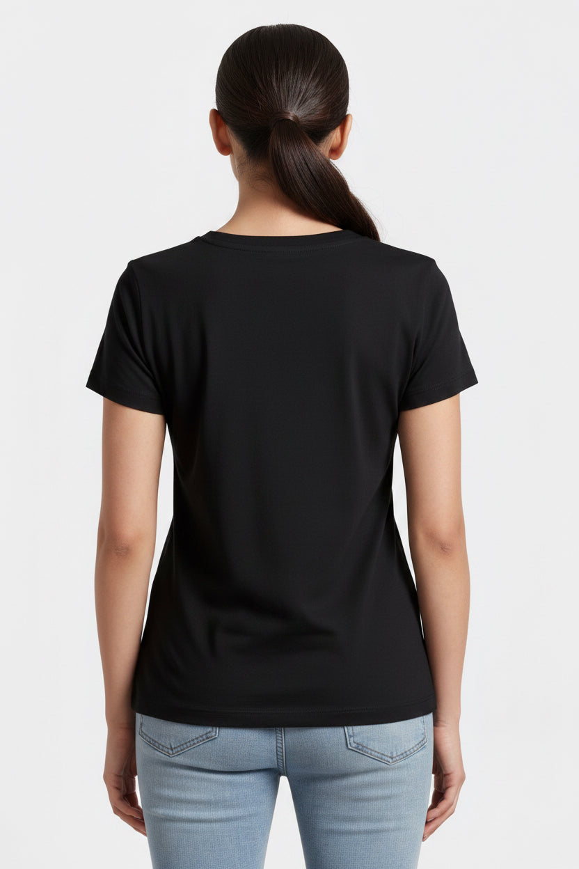 Black Streetwear Graphic T-Shirt for Women