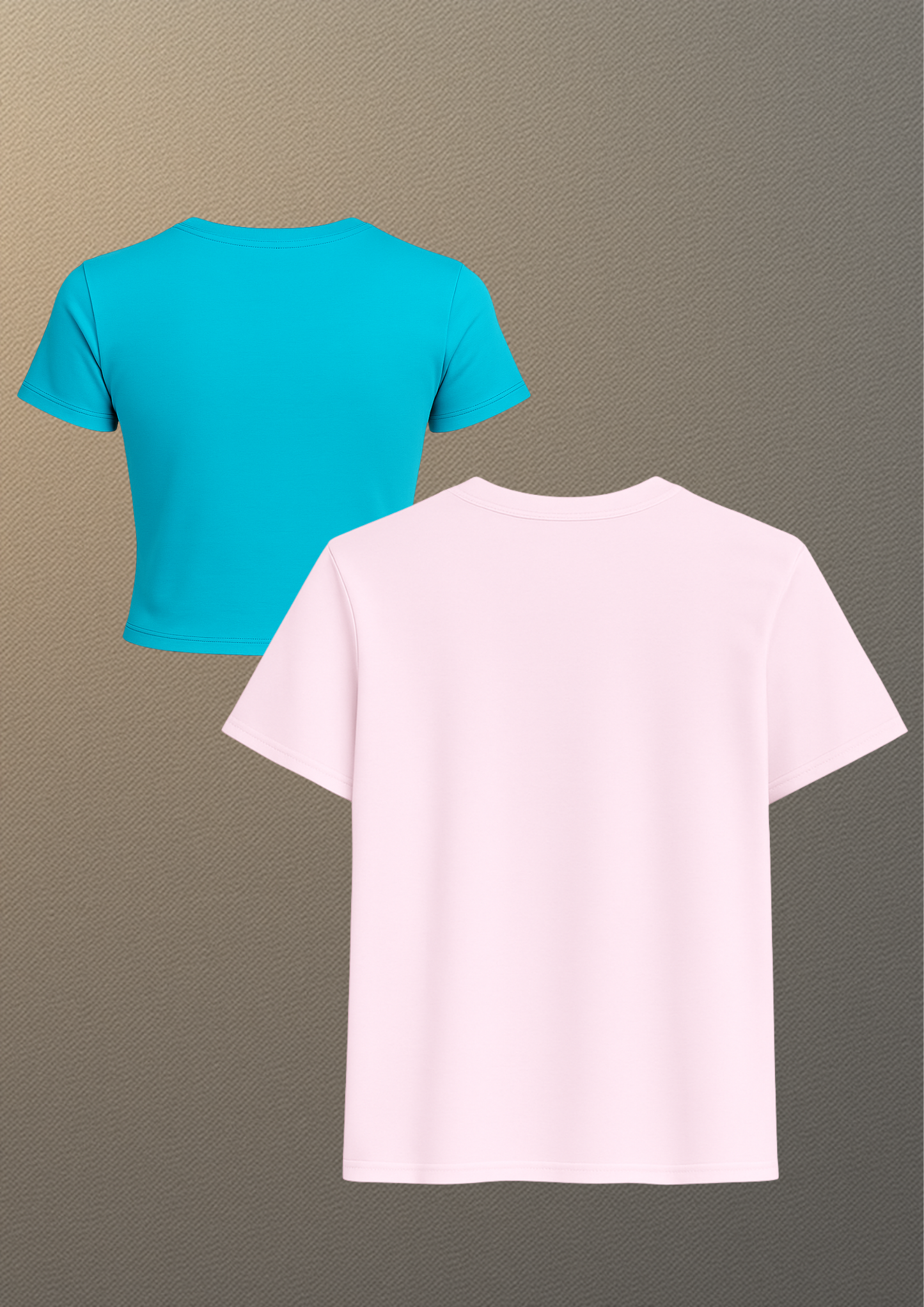 Floral Duo Combo – Blue Crop Tee + Blush Pink Hibiscus Tee