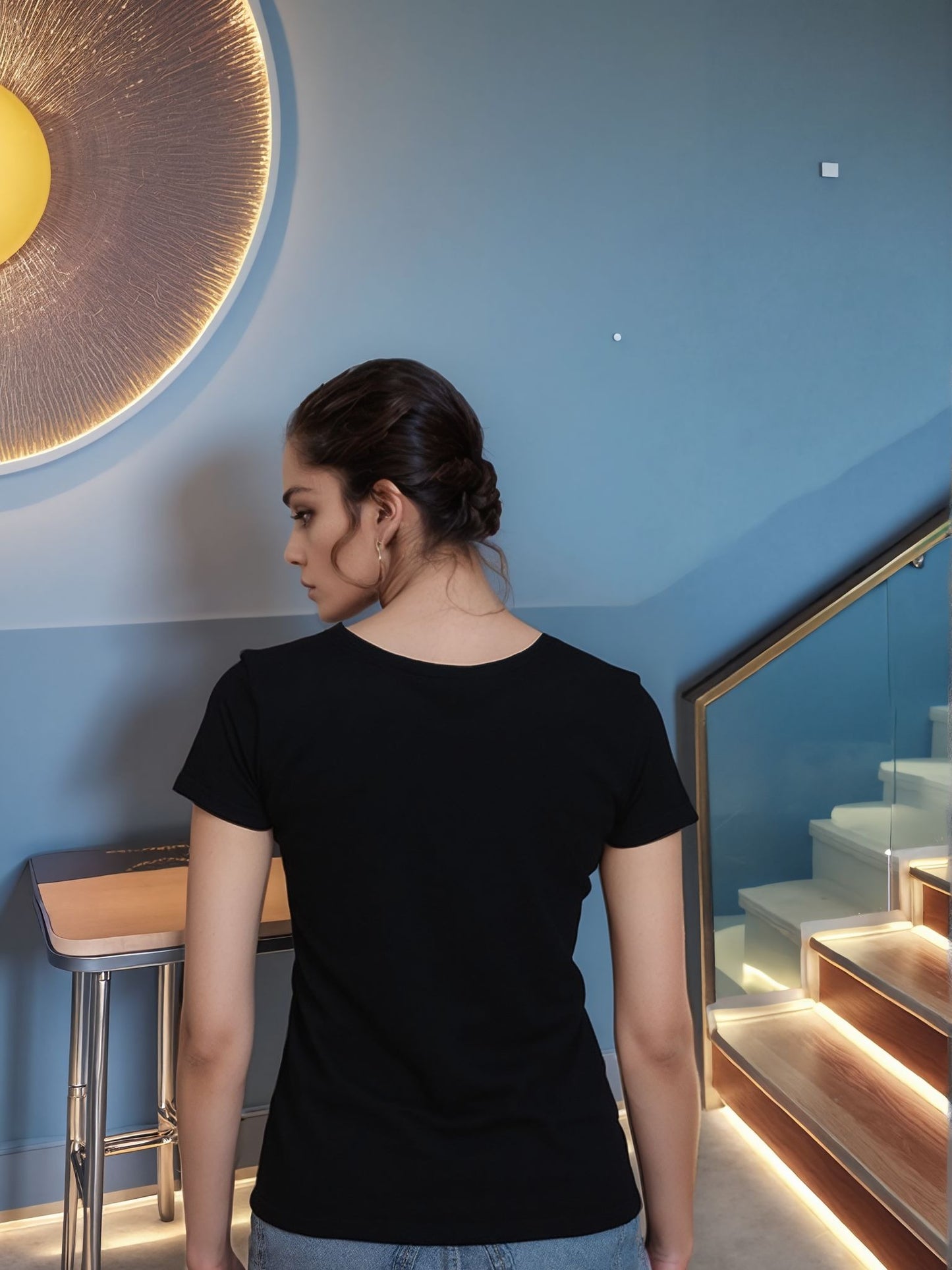 Bold Quote Black Cotton Half Sleeve T-Shirt for Women