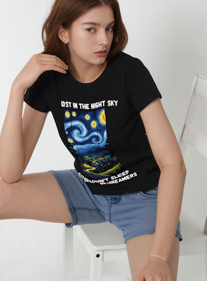 Lost in the Night Sky Graphic Tee – Black