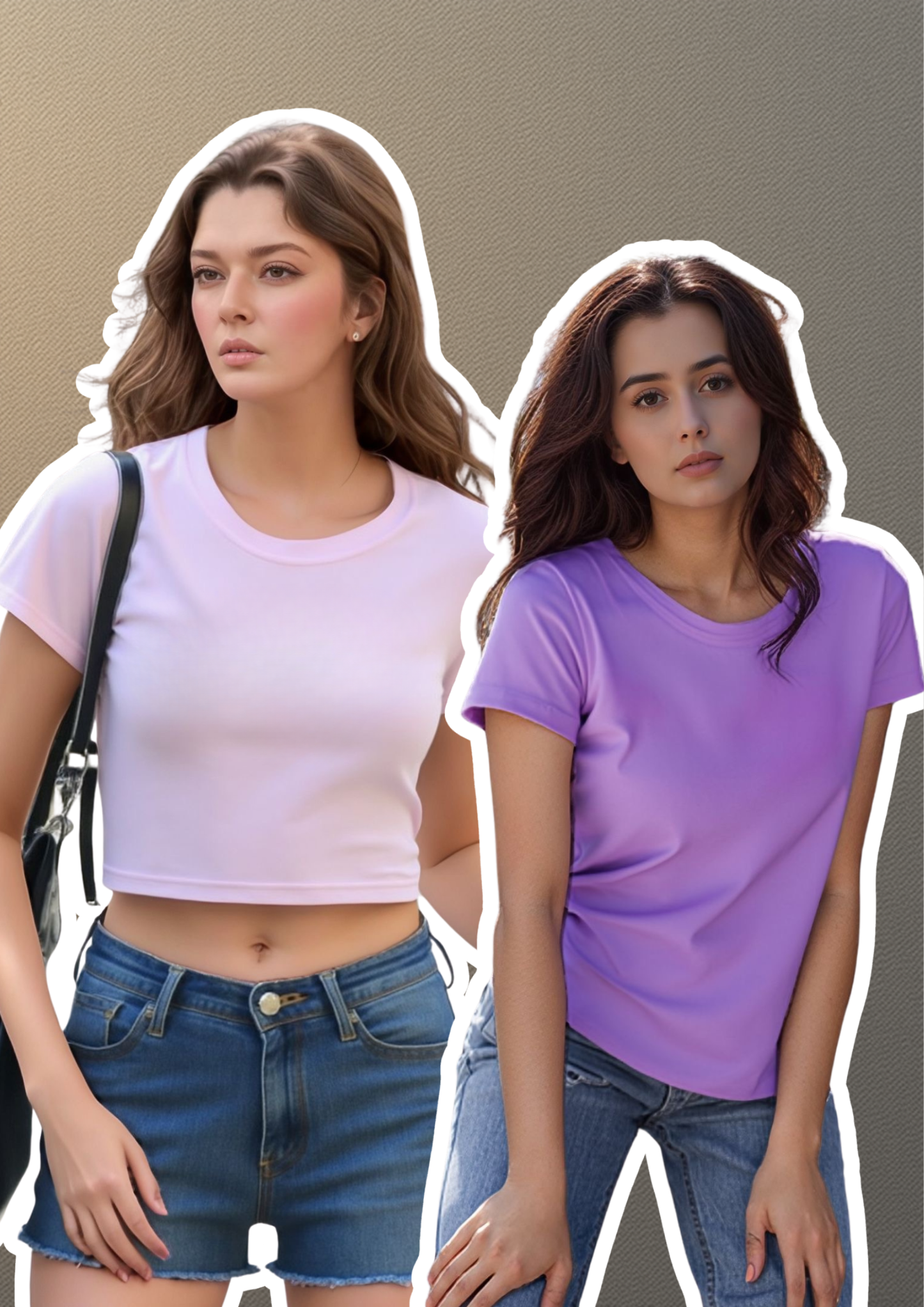 Pastel Essentials Duo – Lilac Tee + Baby Pink Crop Top