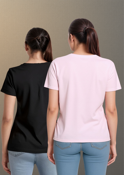 Everyday Essentials Tee Combo – Black & Blush Pink