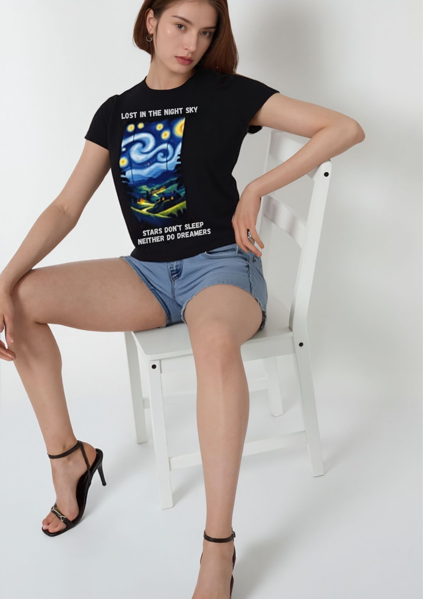 Lost in the Night Sky Graphic Tee – Black