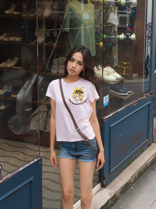 Queen Bee Graphic Tee – Soft Pink