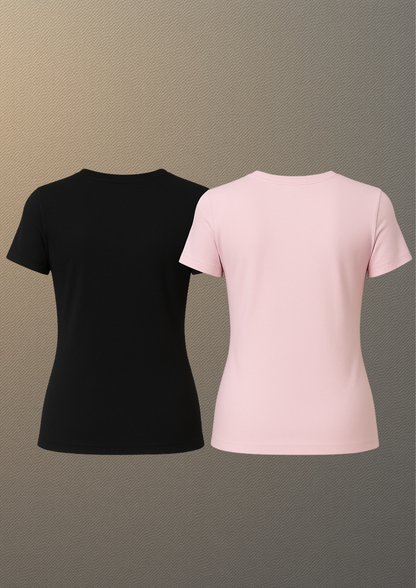 Everyday Essentials Tee Combo – Black & Blush Pink