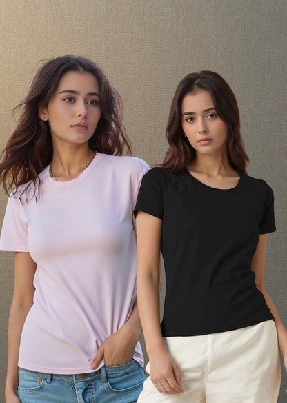 Everyday Essentials Tee Combo – Black & Blush Pink