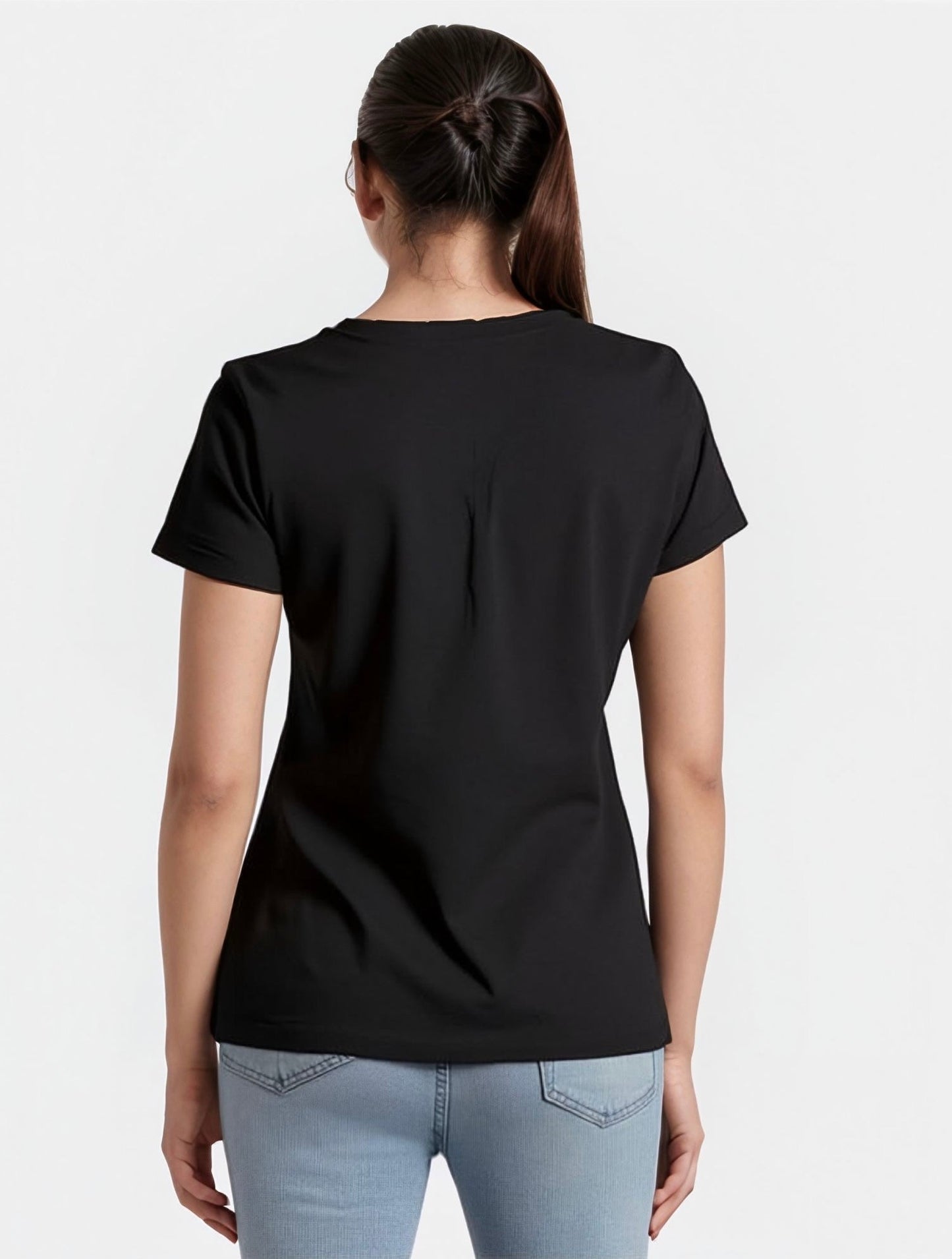 Black Slim Fit T-shirt for Women- Basic Casual Tee