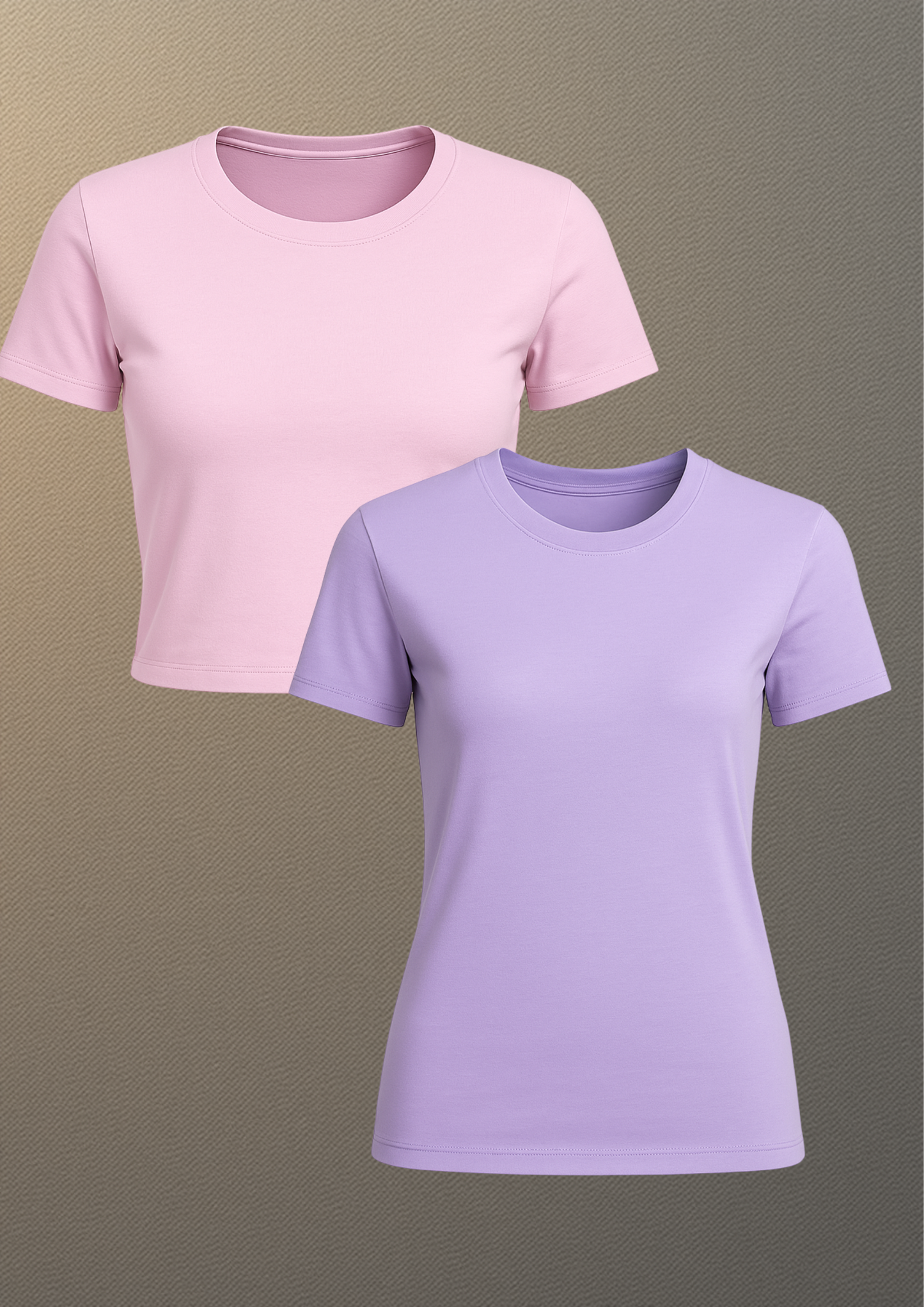 Pastel Essentials Duo – Lilac Tee + Baby Pink Crop Top