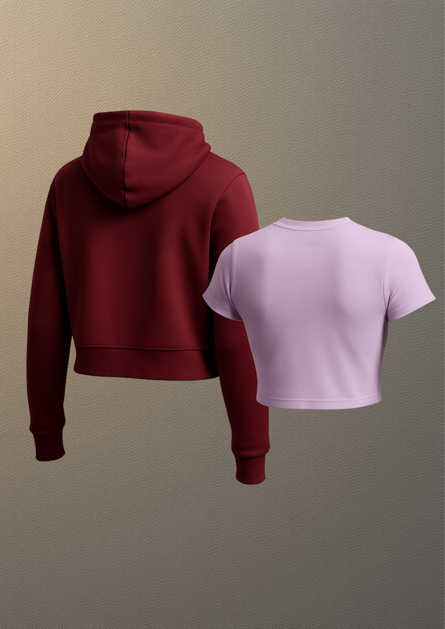 Maroon Hoodie & Lavender Crop Tee Duo