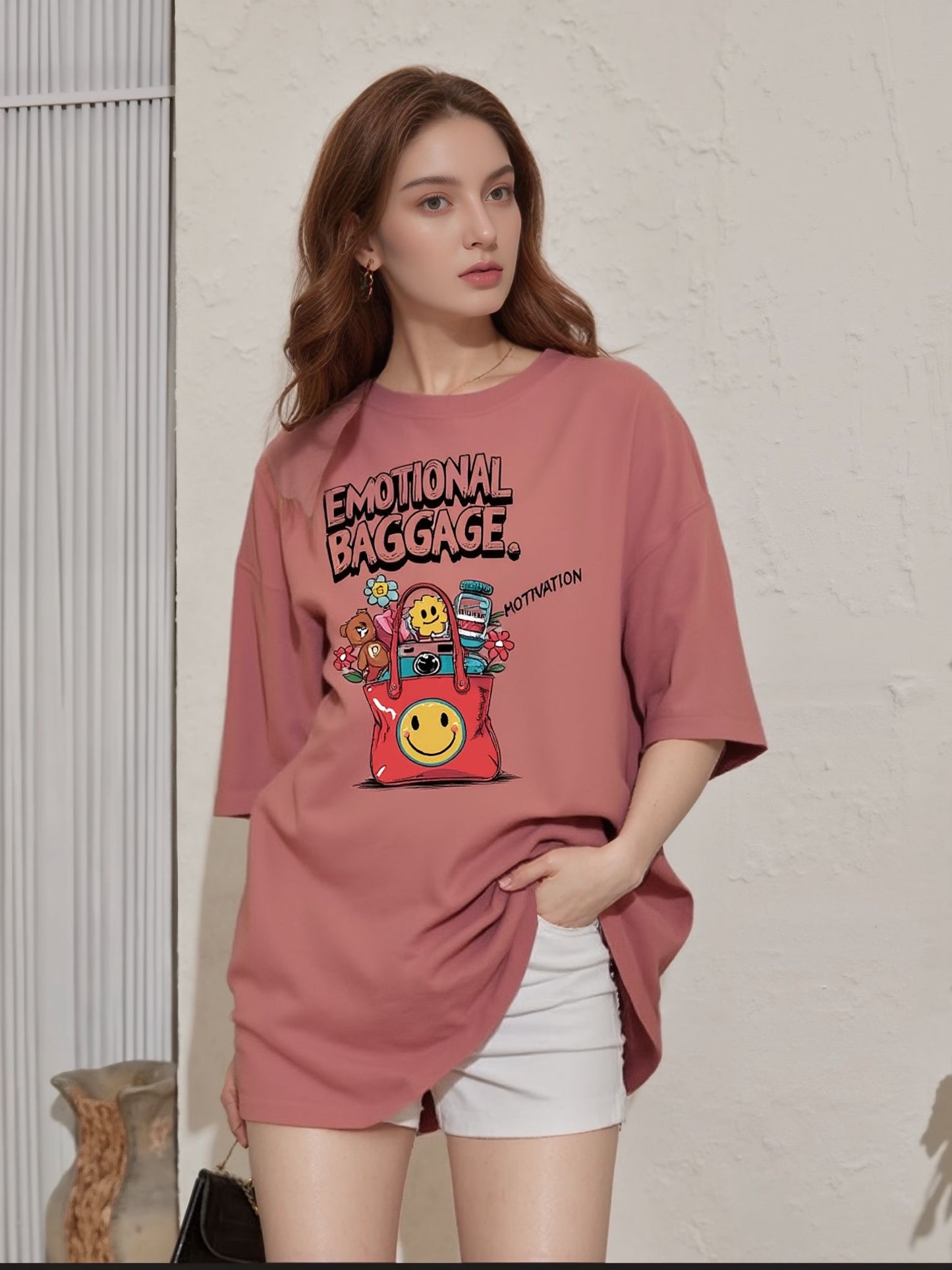 Emotional Baggage Oversized Tee – Clay Rose