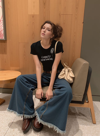 Currently Overthinking Black Graphic T-Shirt