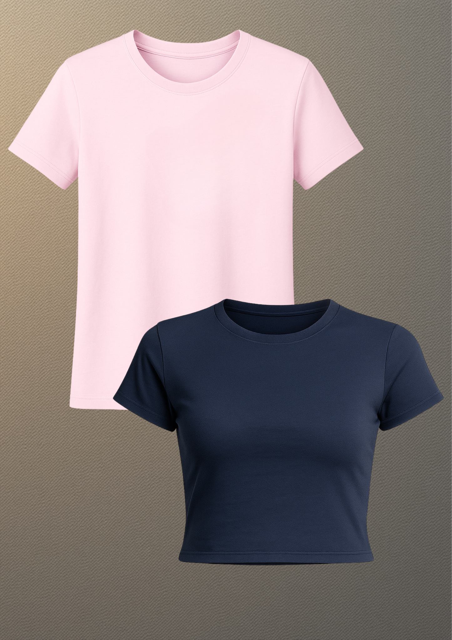 Blush Pink Tee & Navy Crop Top Combo