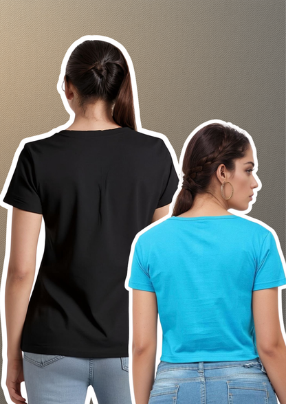 Dual Mood Graphic Tee & Blue Crop Top Combo