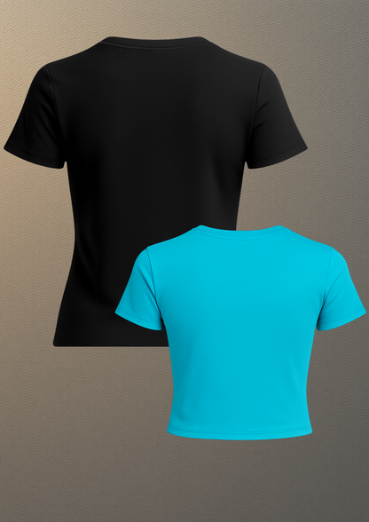 Sassy Graphic Tee & Aqua Crop Top Combo
