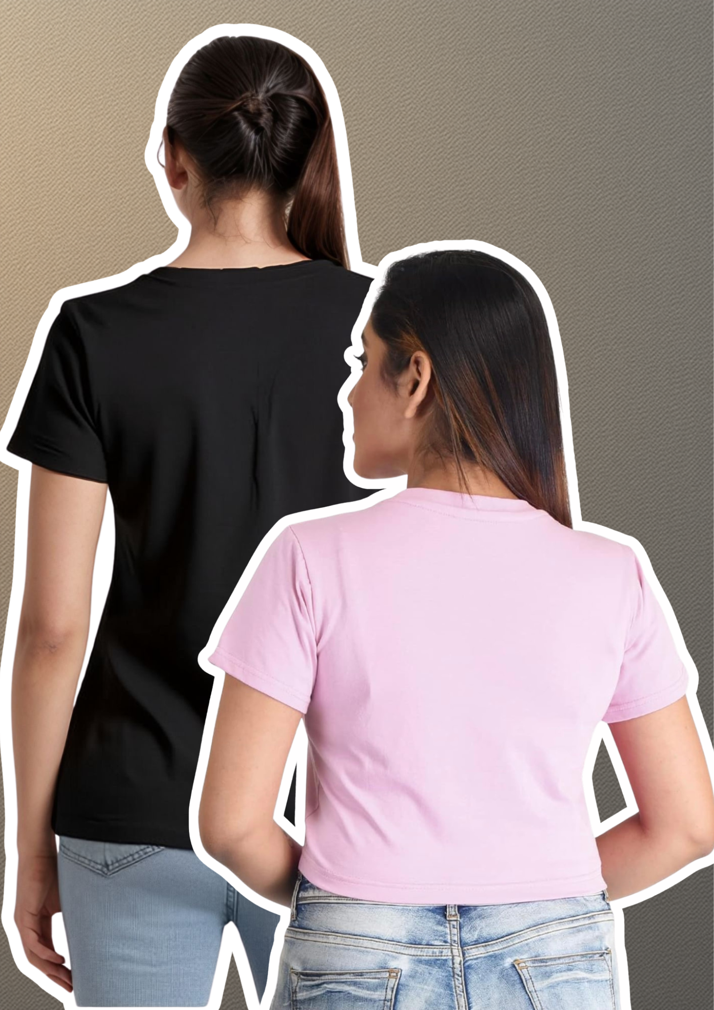 Quirky Quote Combo – Pink Crop Tee + Black Graphic Tee