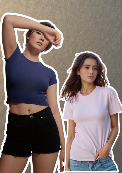 Blush Pink Tee & Navy Crop Top Combo