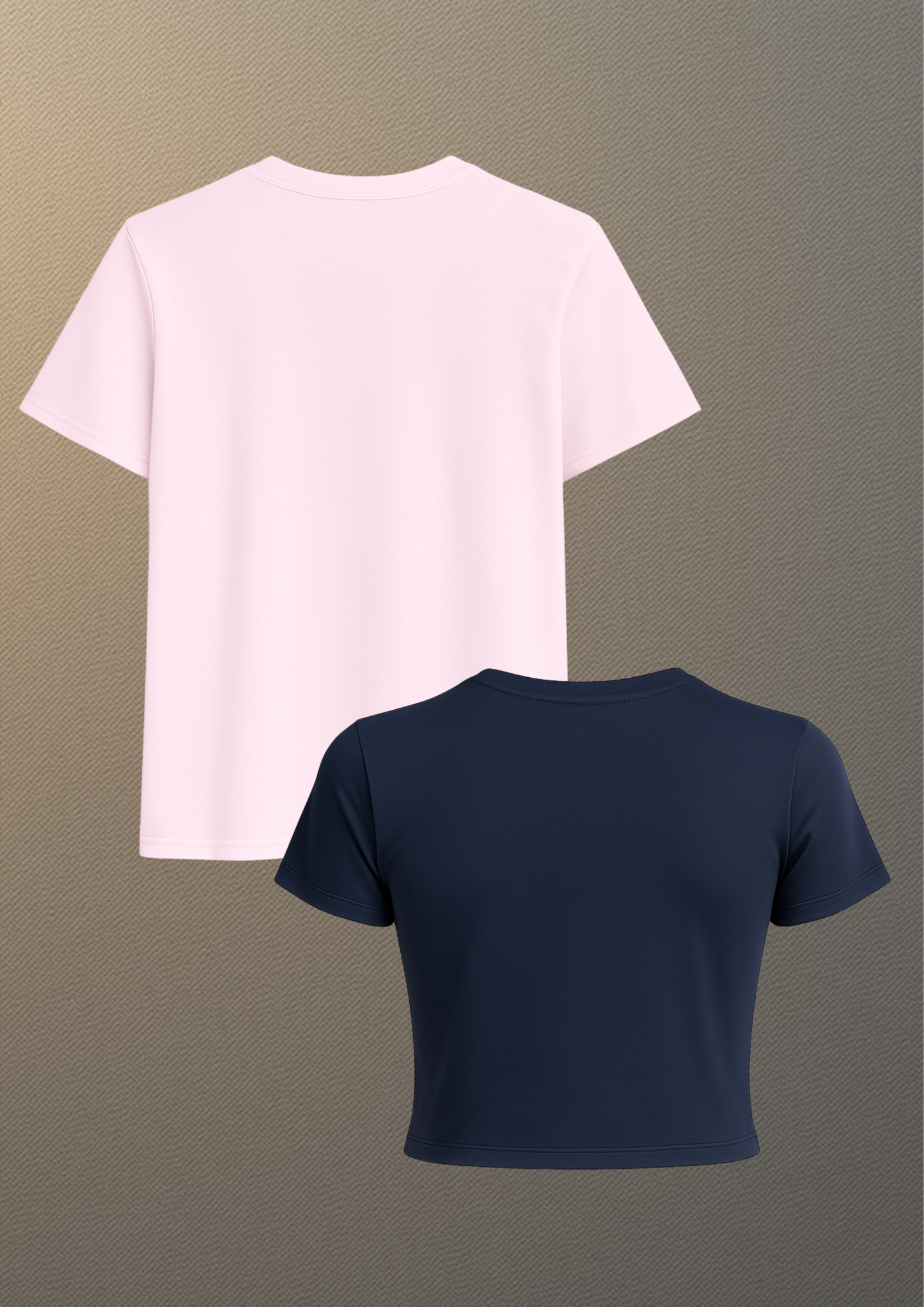 Blush Pink Tee & Navy Crop Top Combo