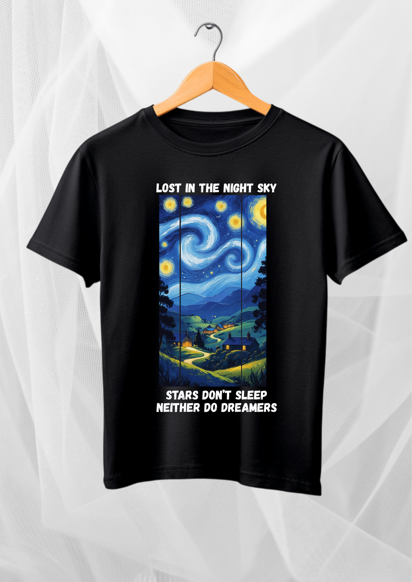 Lost in the Night Sky Graphic Tee – Black