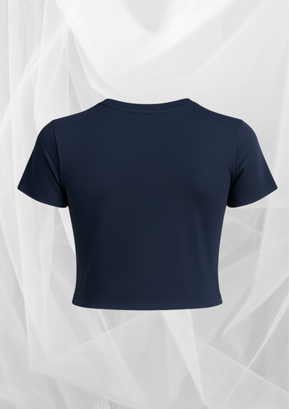 Free Spirit Graphic Crop Top – Navy Blue