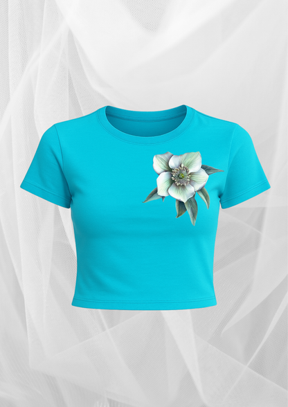 Blue Floral Crop Top – Soft Stretch Fit