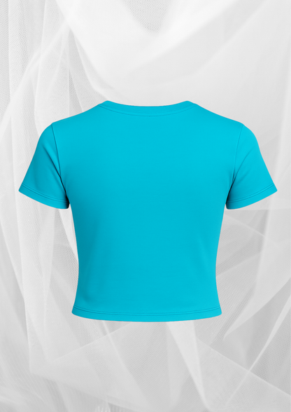 Blue Floral Crop Top – Soft Stretch Fit