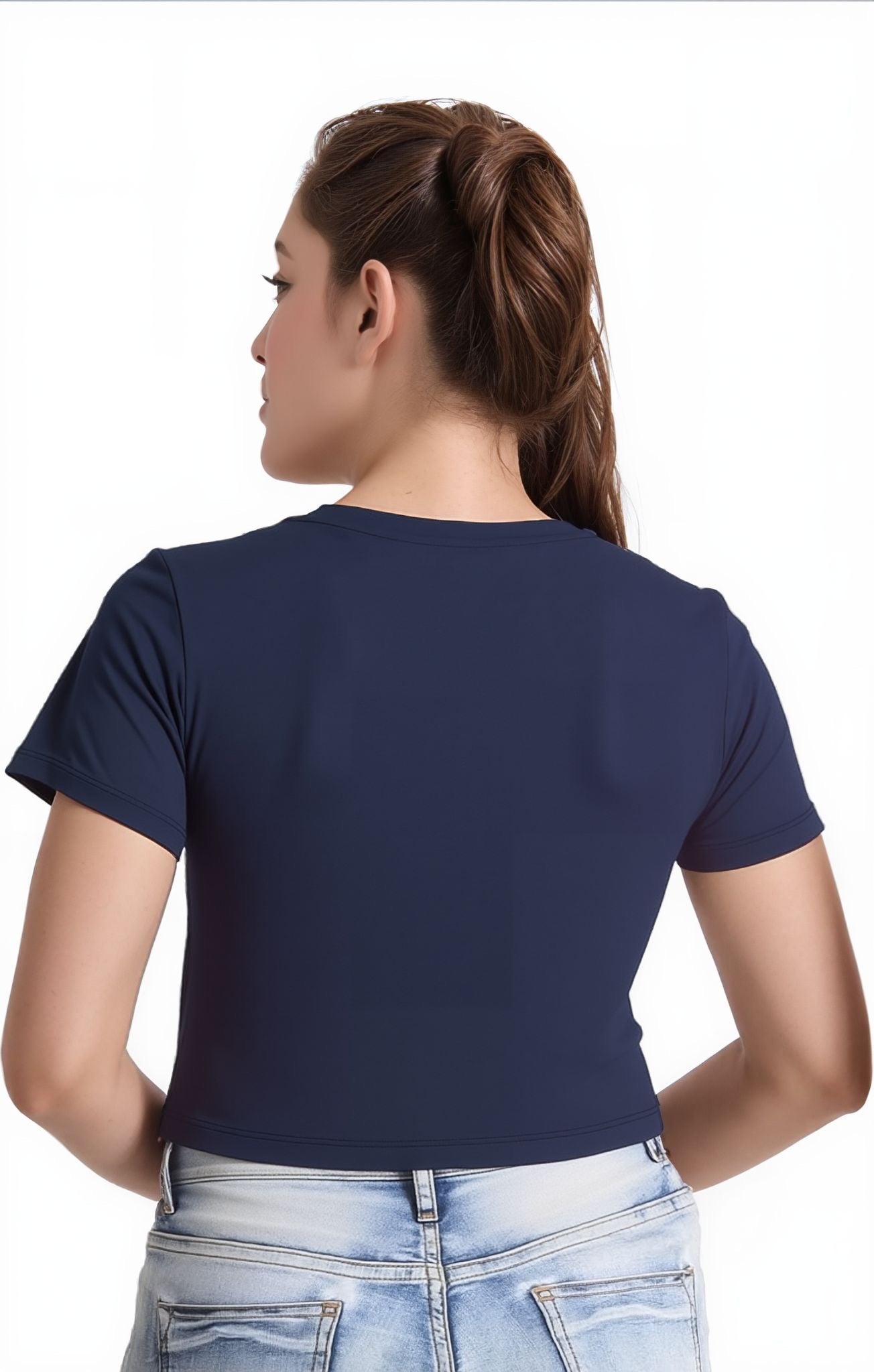 Free Spirit Graphic Crop Top – Navy Blue