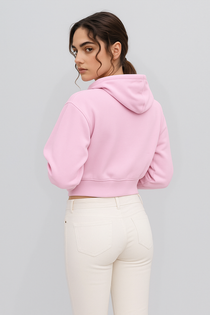 Cute & Quirky Light Pink Crop Hoodie – Chill Girl Edition