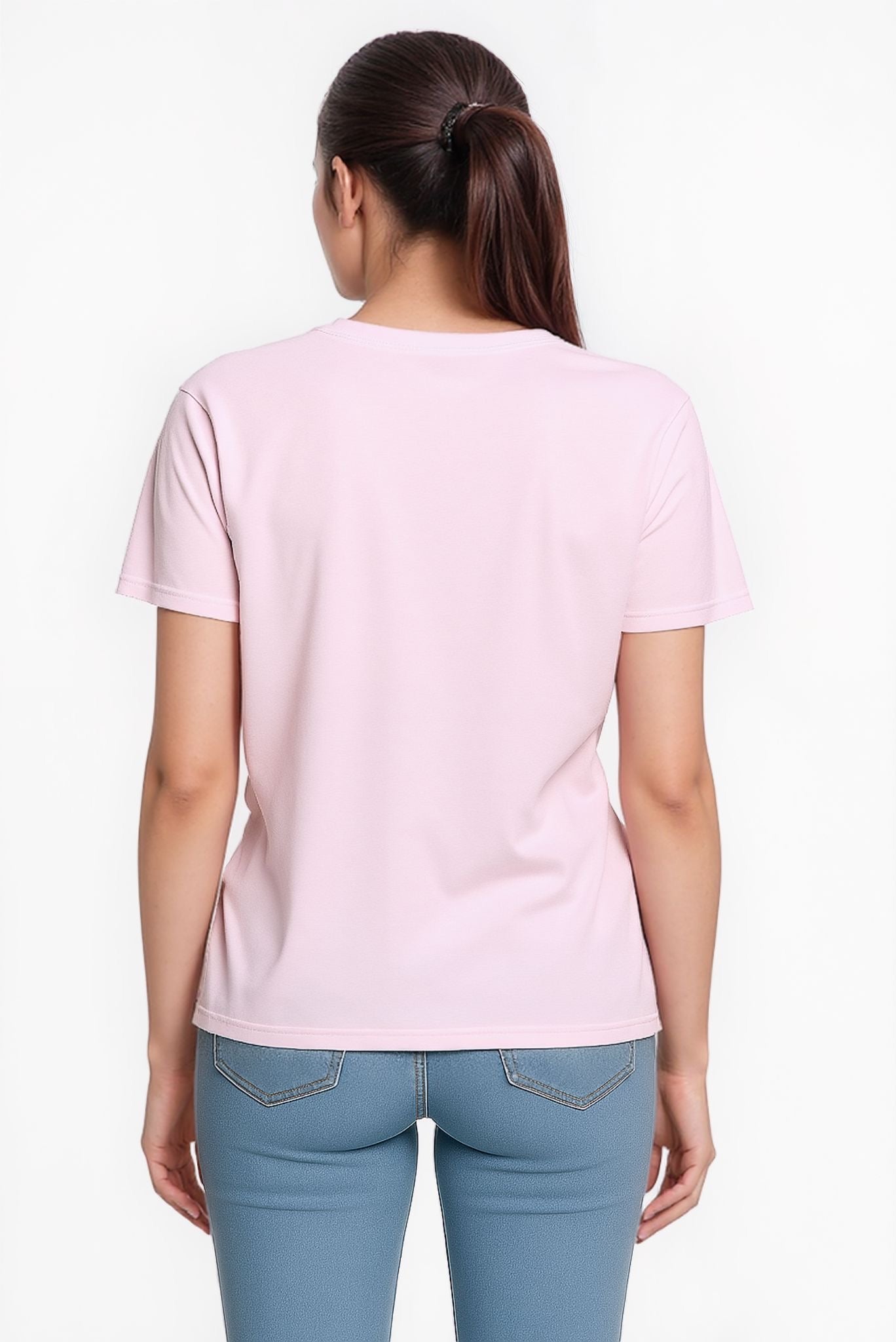 Cute Panda Graphic Tee for Women – Soft Blush Casual T-Shirt