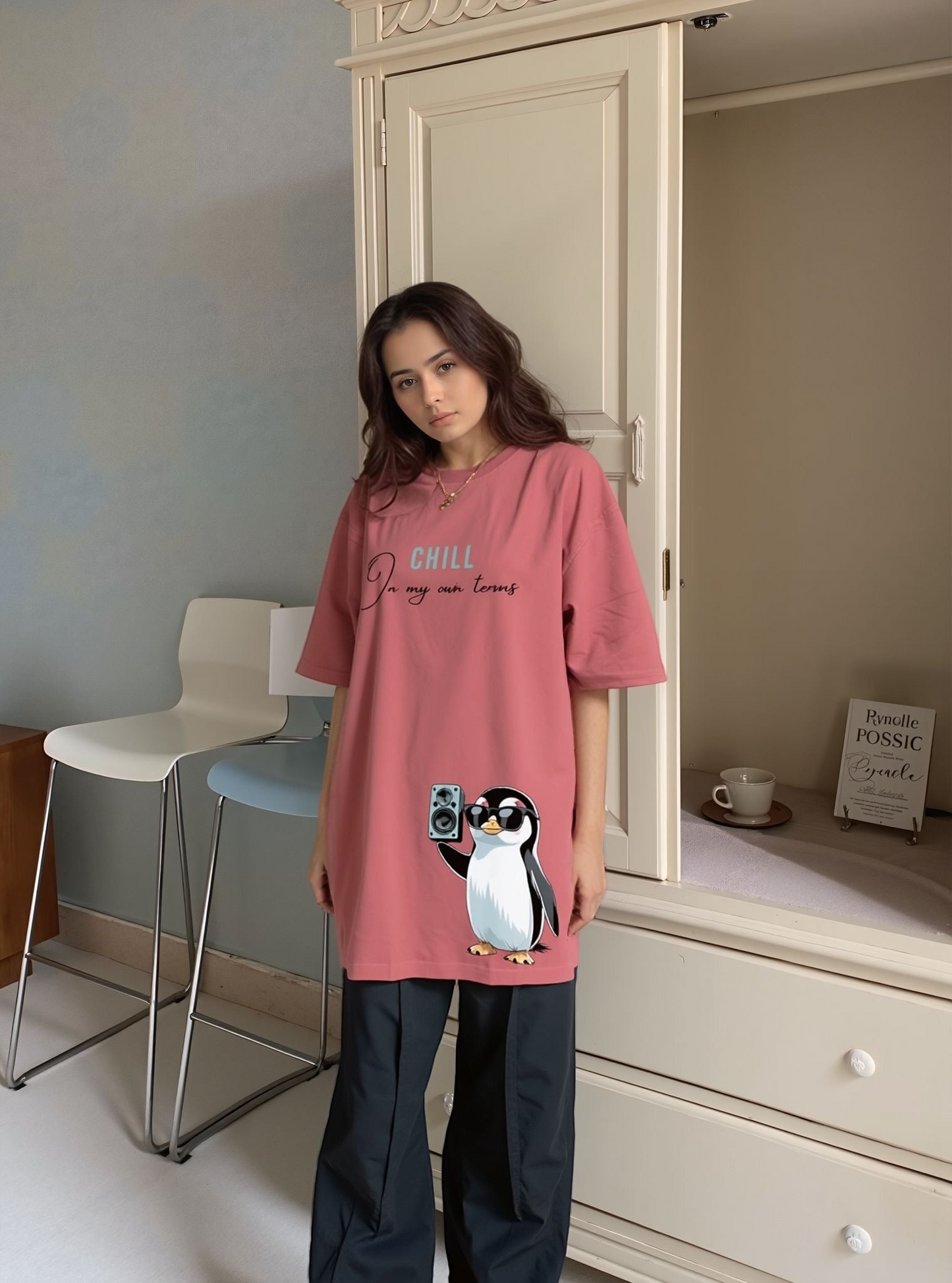 Graphic T-Shirt for Women - Penguin Print