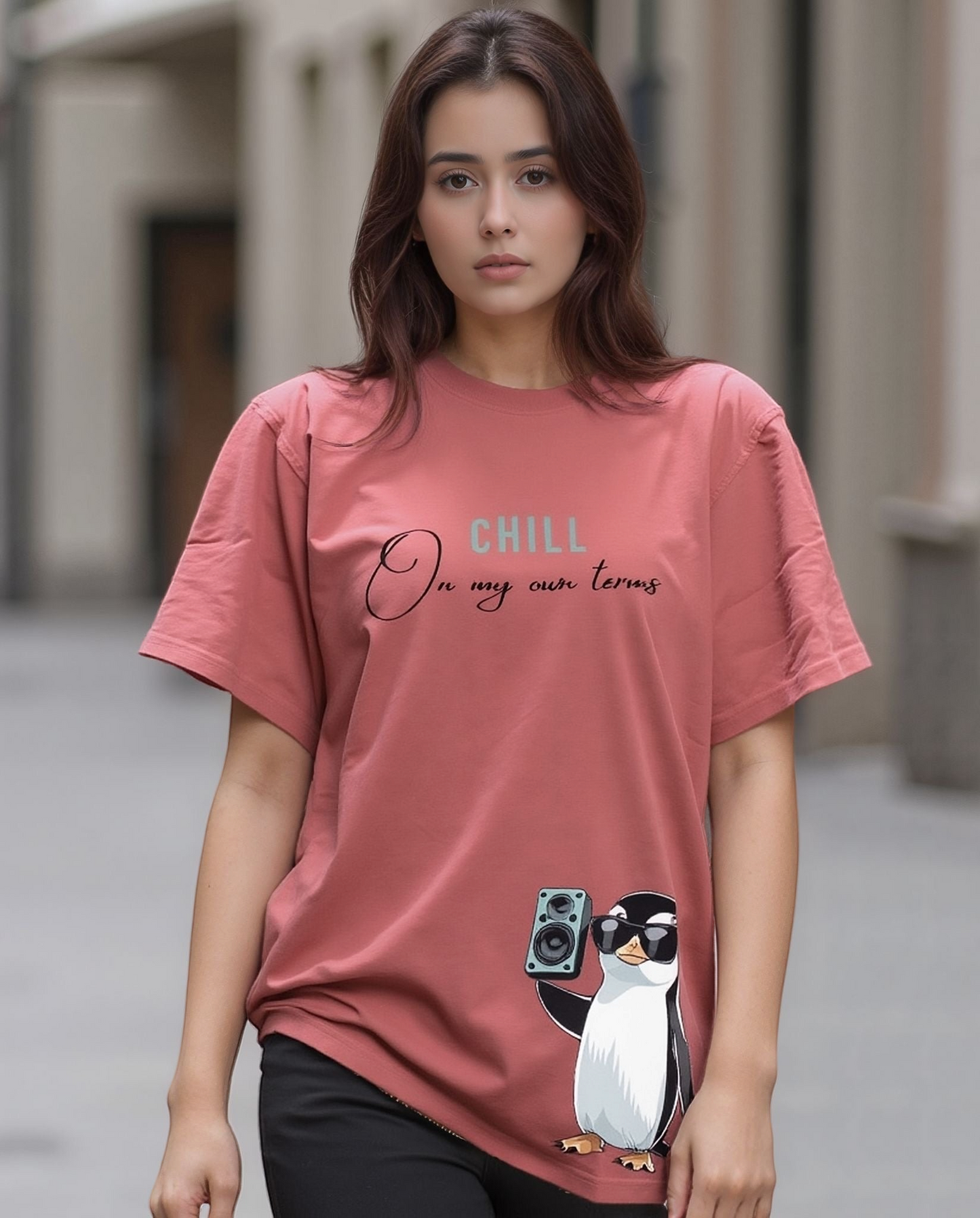 Graphic T-Shirt for Women - Penguin Print