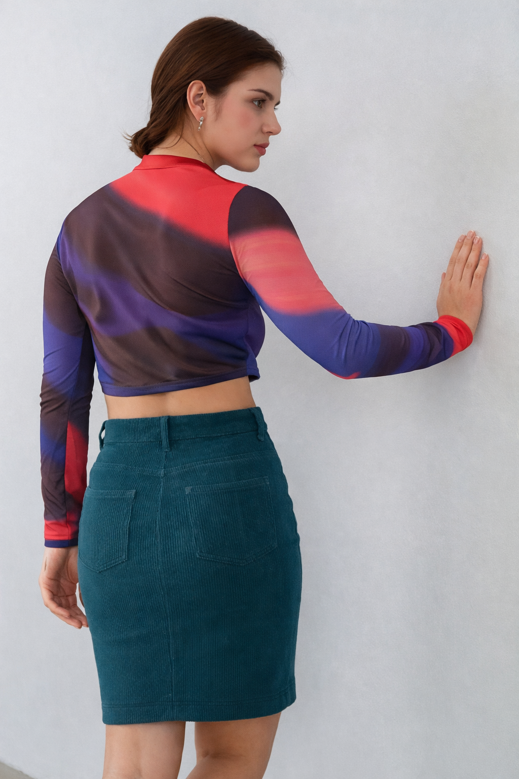 Ruched Mesh Crop Top for Women