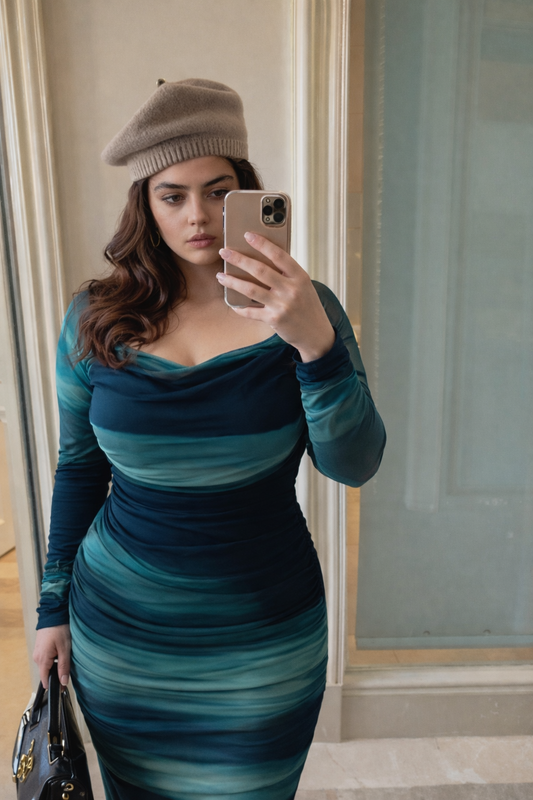 Emerald Green Mesh Bodycon Dress