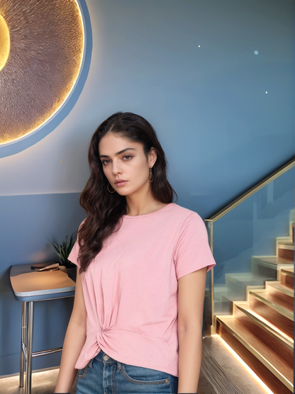 Blush Knot-Front Tee