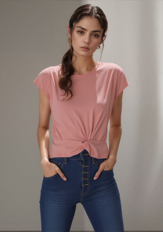 Blush Knot-Front Tee