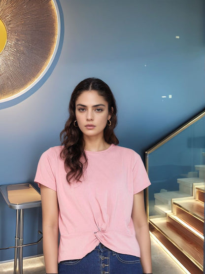 Blush Knot-Front Tee