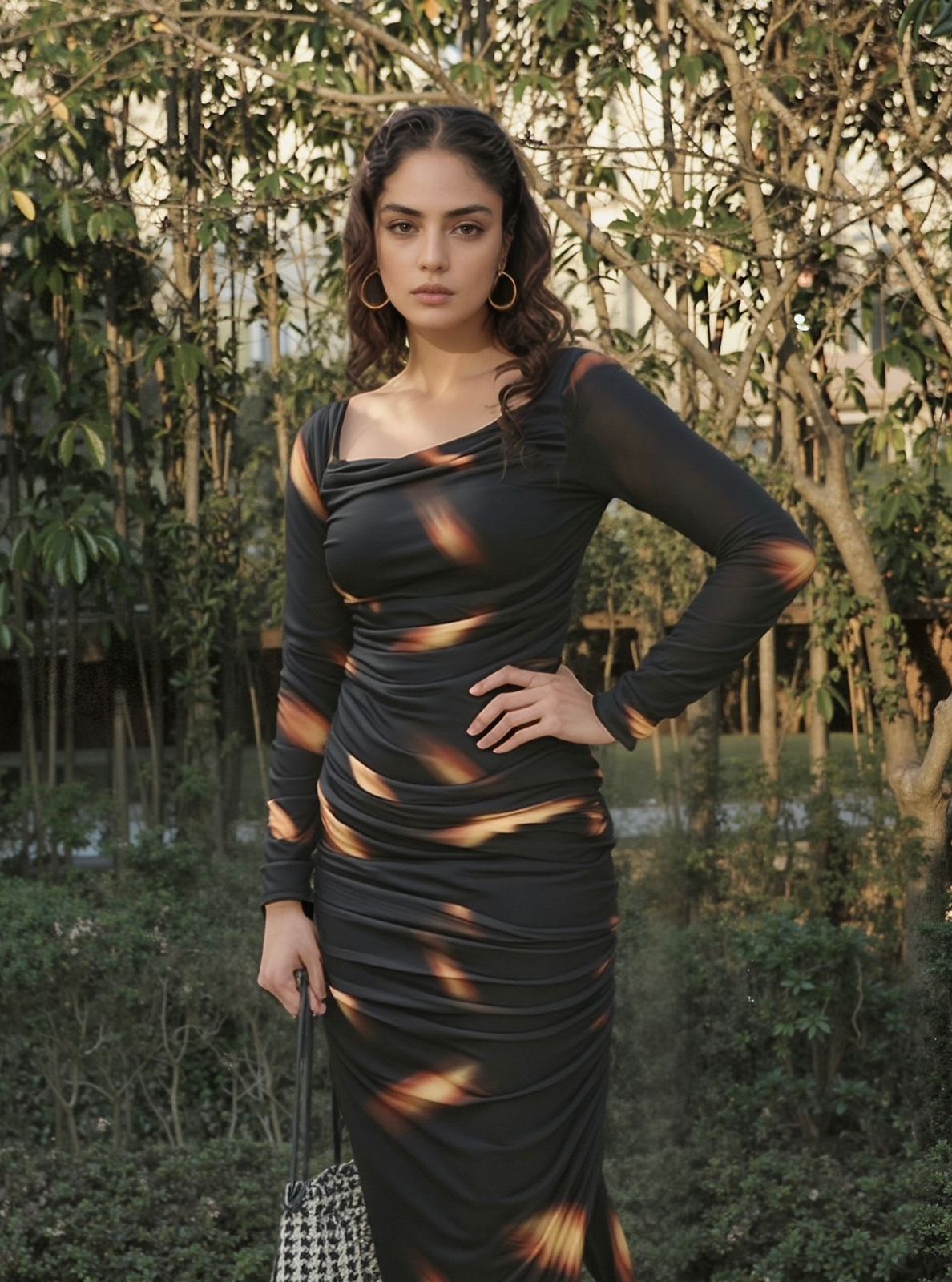 Twilight Flame Mesh Bodycon Maxi Dress