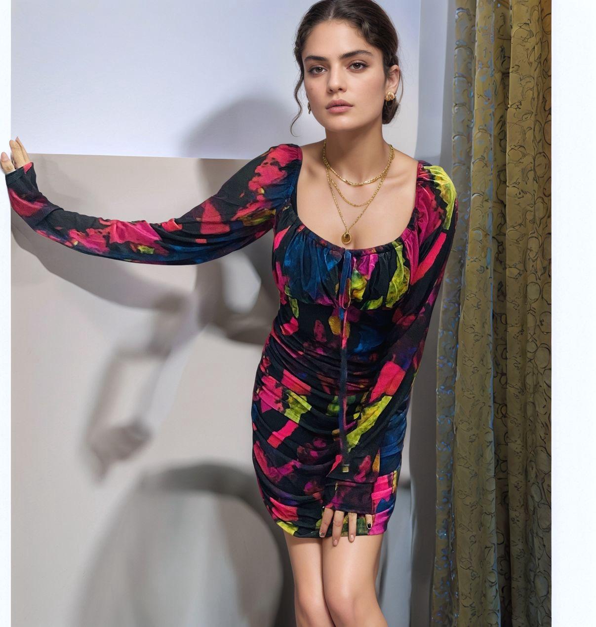 LushLounge Tie-Dye Mesh Bodycon Dress Lush Lounge Clothing LushLounge Tie-Dye Mesh Bodycon Dress Lush Lounge Clothing