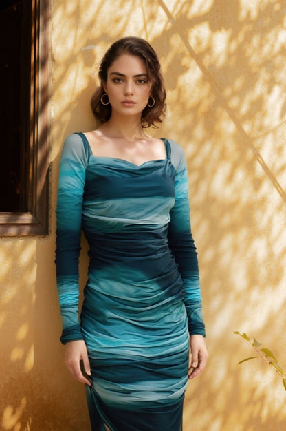 Emerald Green Mesh Bodycon Dress