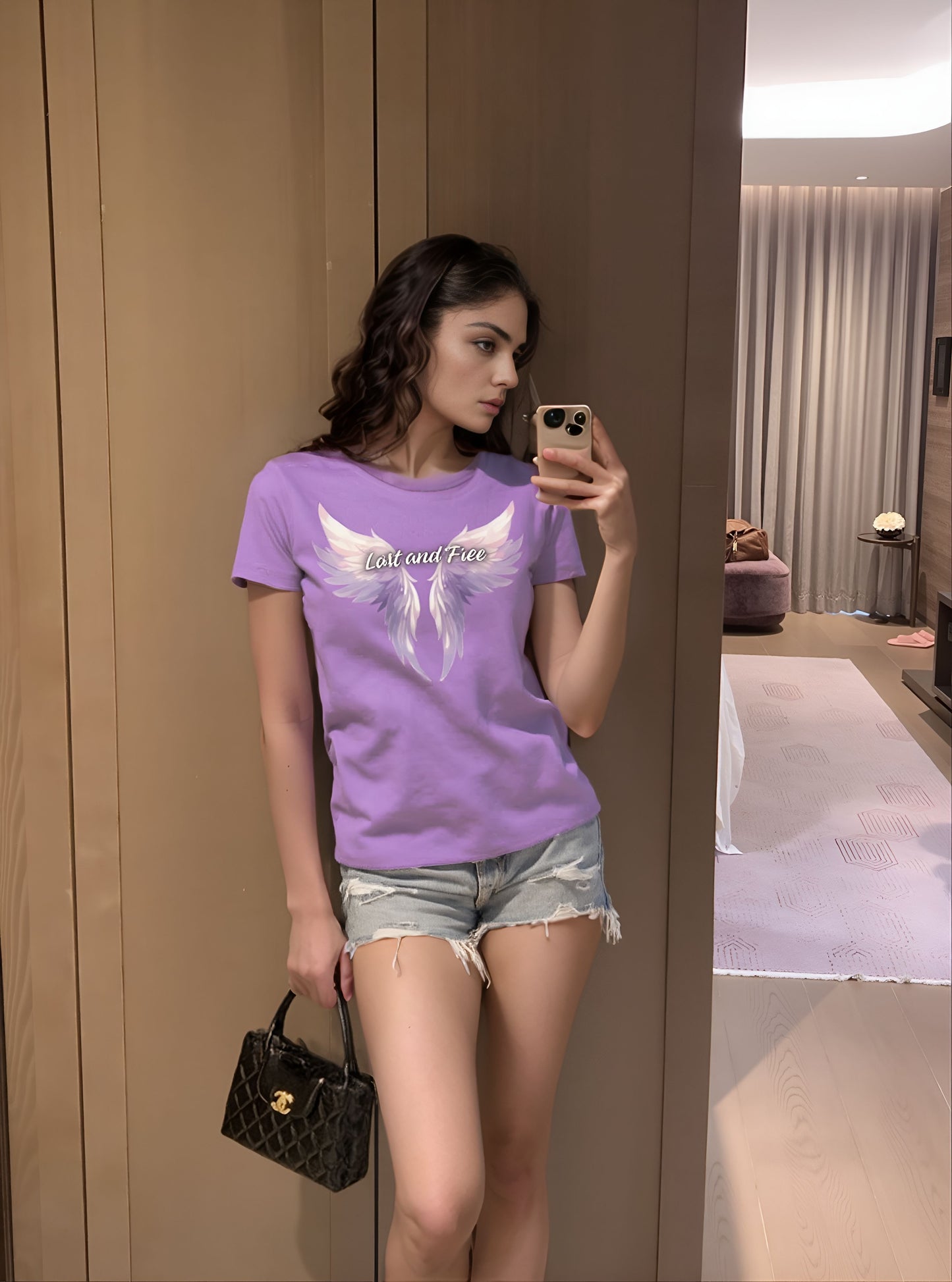 Lavender “Lost and Free” Wing Graphic Tee