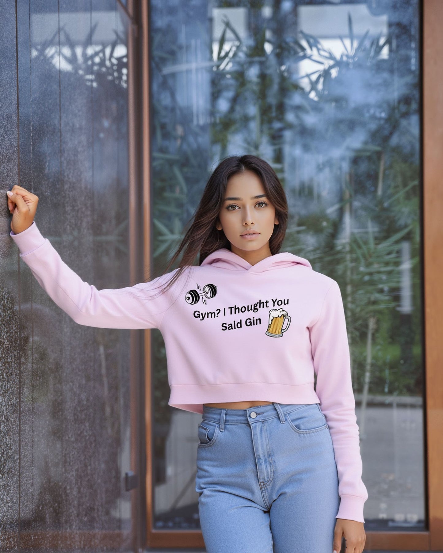 Cute & Quirky Light Pink Crop Hoodie – Chill Girl Edition