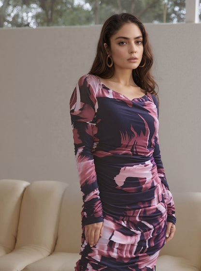 Midnight Rose Mesh Bodycone  Dress