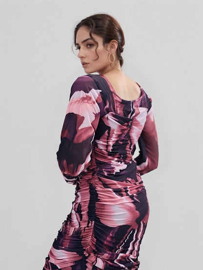 Midnight Rose Mesh Bodycone  Dress