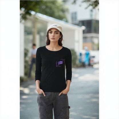 Lush Black Long Sleeve T-Shirt for Women – Casual Everyday Wear