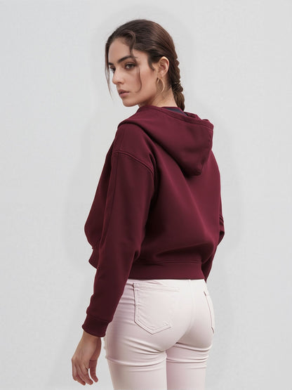 Stay Wild Cropped Hoodie – Maroon Adventure Edition