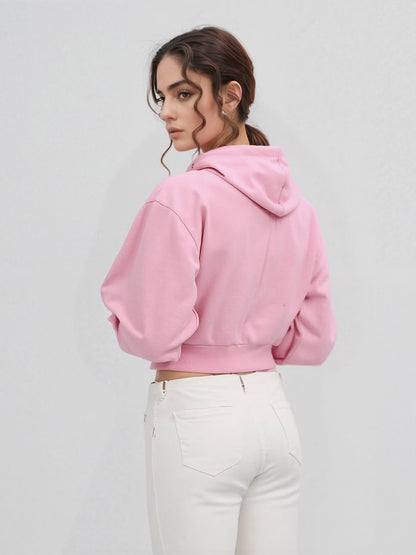 SoulVibe Pink Cropped Hoodie – “Unleash Your Soul” Graphic Hoodie
