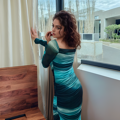 Emerald Green Mesh Bodycon Dress